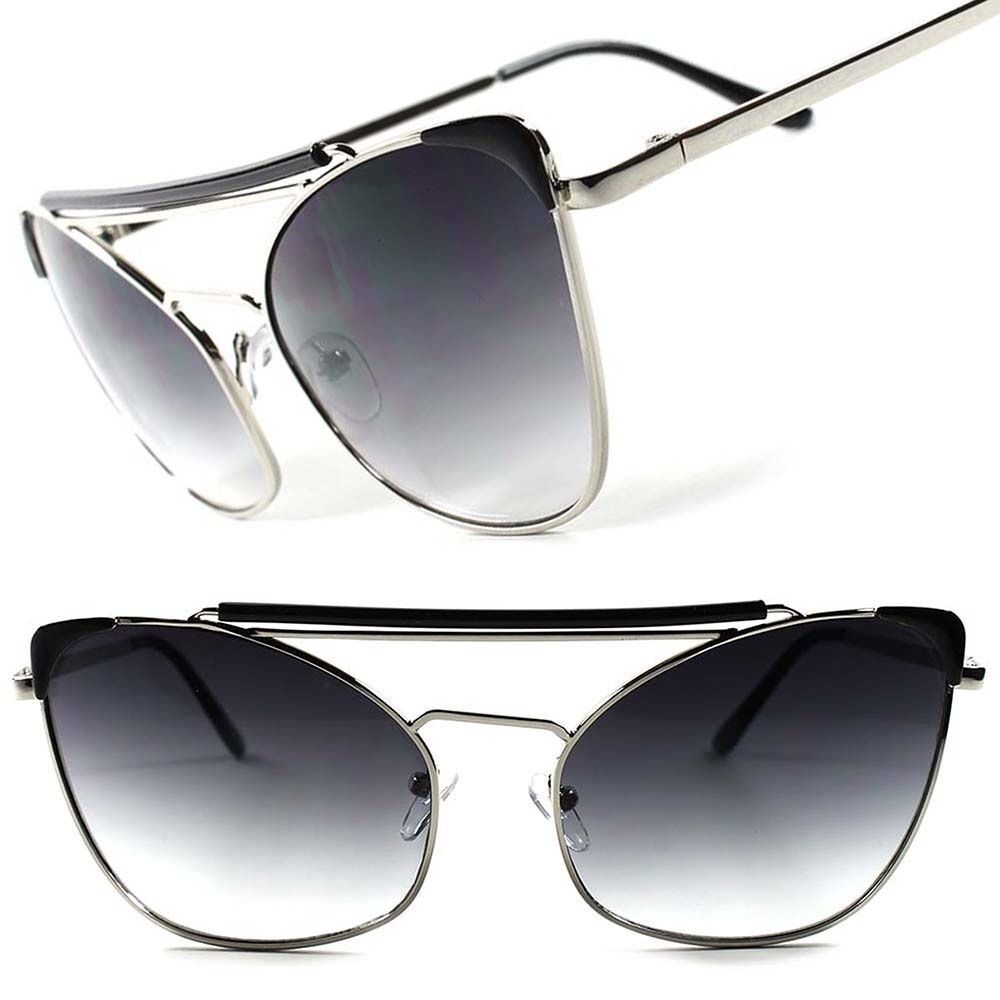 Designer Stylish Vintage Retro Silver Stunning Womens Cat Eye Sunglasses